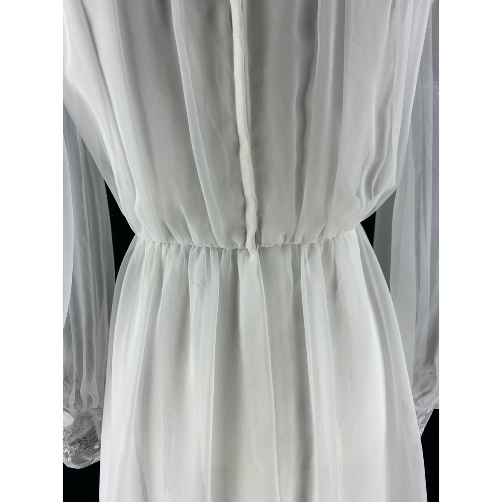 Alessandro Bridals Vtg 60s Union Wedding‎ Dress Beaded Lace Boho Hippie Chiffon - Picture 10 of 16